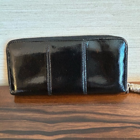 Cole Haan Black Patent Leather Tassel Zip Wallet - Picture 12 of 12